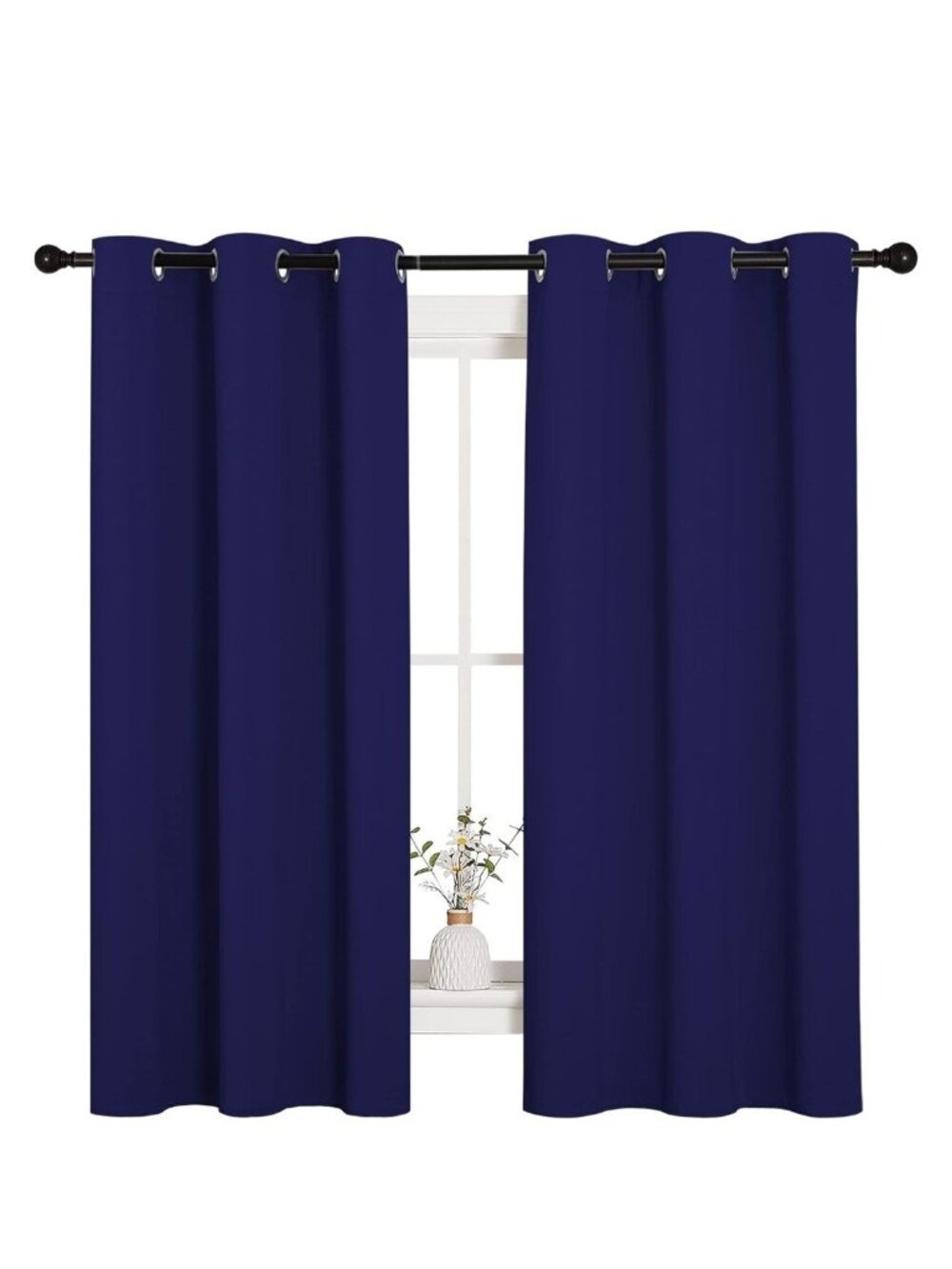 NEW NICETOWN ALL SEASONS 42" X 63" NAVY BLUE LIGHT REDUCING CURTAINS SET OF 2